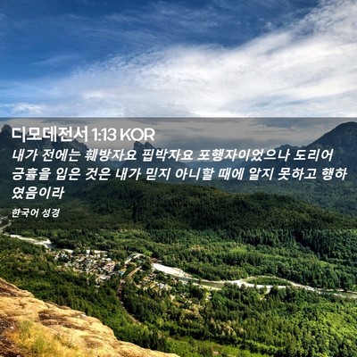 Picture 02 - 디모데전서 1:13 KOR - 내가 전에는 훼방자요 핍박자요 - Bible Verse Picture
