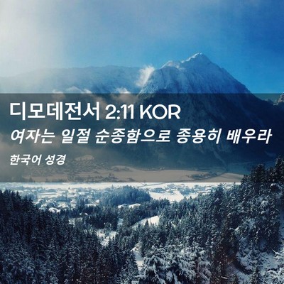 Picture 02 - 디모데전서 2:11 KOR - 여자는 일절 순종함으로 종용히 - Bible Verse Picture