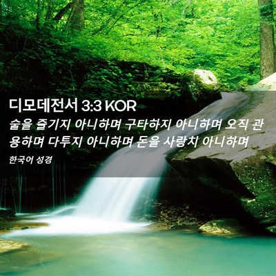 Picture 02 - 디모데전서 3:3 KOR - 술을 즐기지 아니하며 구타하지 - Bible Verse Picture