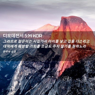 Picture 02 - 디모데전서 5:14 KOR - 그러므로 젊은이는 시집가서 아이를 - Bible Verse Picture