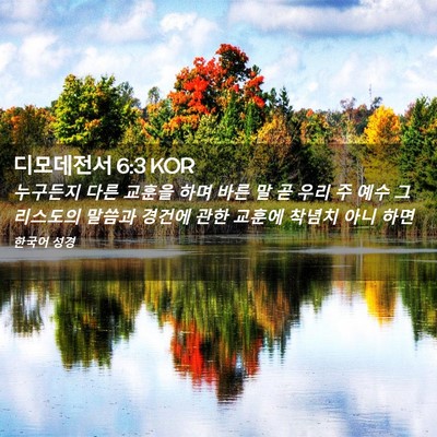 Picture 02 - 디모데전서 6:3 KOR - 누구든지 다른 교훈을 하며 바른 말 - Bible Verse Picture