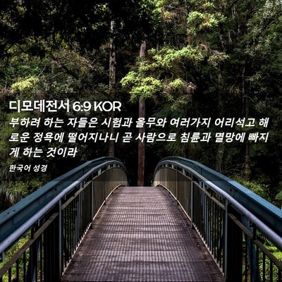 Picture 02 - 디모데전서 6:9 KOR - 부하려 하는 자들은 시험과 올무와 - Bible Verse Picture