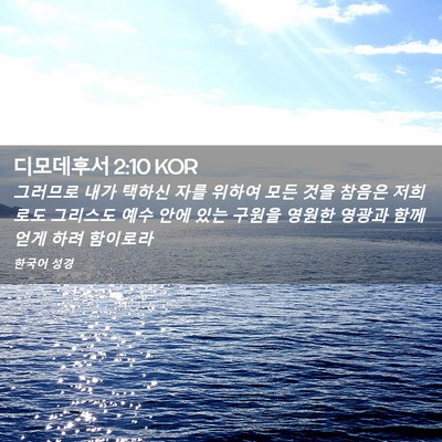Picture 02 - 디모데후서 2:10 KOR - 그러므로 내가 택하신 자를 위하여 - Bible Verse Picture