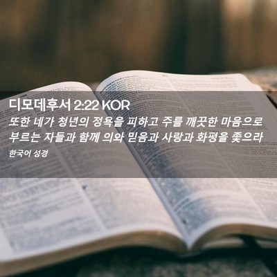 Picture 02 - 디모데후서 2:22 KOR - 또한 네가 청년의 정욕을 피하고 - Bible Verse Picture