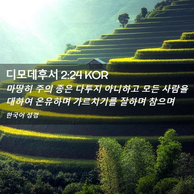 Picture 02 - 디모데후서 2:24 KOR - 마땅히 주의 종은 다투지 아니하고 - Bible Verse Picture