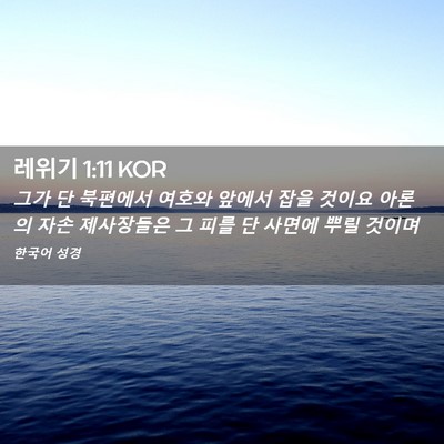 Picture 02 - 레위기 1:11 KOR - 그가 단 북편에서 여호와 앞에서 - Bible Verse Picture