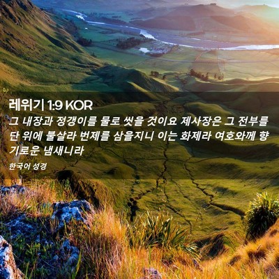 Picture 02 - 레위기 1:9 KOR - 그 내장과 정갱이를 물로 씻을 - Bible Verse Picture