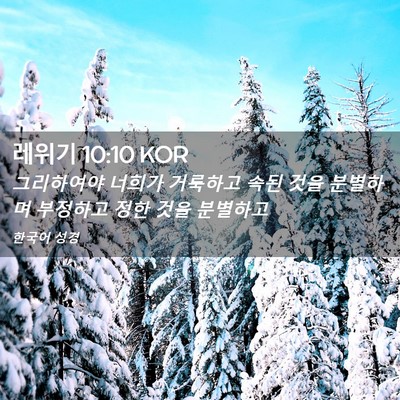 Picture 02 - 레위기 10:10 KOR - 그리하여야 너희가 거룩하고 속된 - Bible Verse Picture