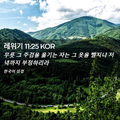 Picture 02 - 레위기 11:25 KOR - 무릇 그 주검을 옮기는 자는 그 옷을 - Bible Verse Picture