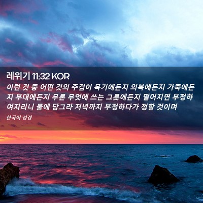 Picture 02 - 레위기 11:32 KOR - 이런 것 중 어떤 것의 주검이 - Bible Verse Picture