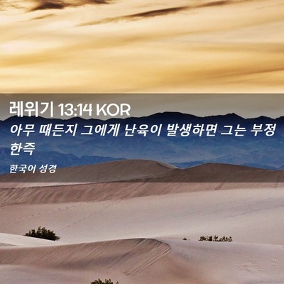 Picture 02 - 레위기 13:14 KOR - 아무 때든지 그에게 난육이 발생하면 - Bible Verse Picture