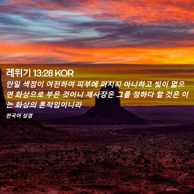 Picture 02 - 레위기 13:28 KOR - 만일 색점이 여전하여 피부에 퍼지지 - Bible Verse Picture