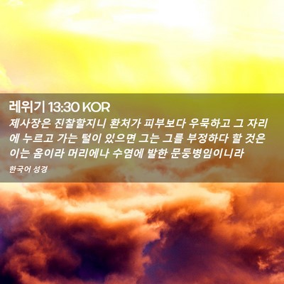 Picture 02 - 레위기 13:30 KOR - 제사장은 진찰할지니 환처가 - Bible Verse Picture