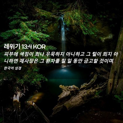 Picture 02 - 레위기 13:4 KOR - 피부에 색점이 희나 우묵하지 - Bible Verse Picture