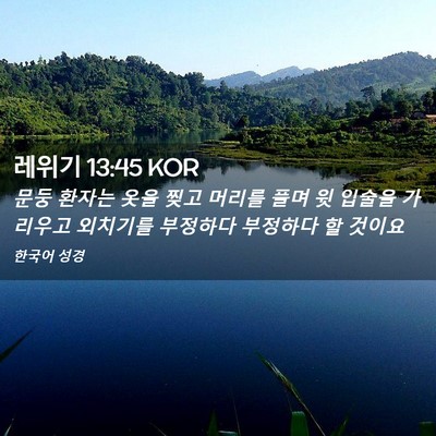 Picture 02 - 레위기 13:45 KOR - 문둥 환자는 옷을 찢고 머리를 풀며 - Bible Verse Picture