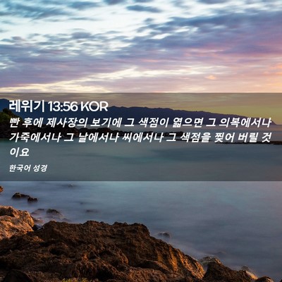Picture 02 - 레위기 13:56 KOR - 빤 후에 제사장의 보기에 그 색점이 - Bible Verse Picture