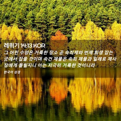 Picture 02 - 레위기 14:13 KOR - 그 어린 수양은 거룩한 장소 곧 - Bible Verse Picture