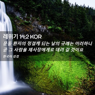 Picture 02 - 레위기 14:2 KOR - 문둥 환자의 정결케 되는 날의 - Bible Verse Picture