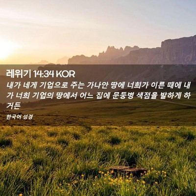 Picture 02 - 레위기 14:34 KOR - 내가 네게 기업으로 주는 가나안 - Bible Verse Picture