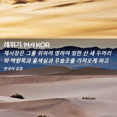 Picture 02 - 레위기 14:4 KOR - 제사장은 그를 위하여 명하여 정한 - Bible Verse Picture