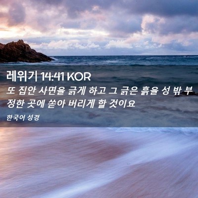 Picture 02 - 레위기 14:41 KOR - 또 집안 사면을 긁게 하고 그 긁은 - Bible Verse Picture