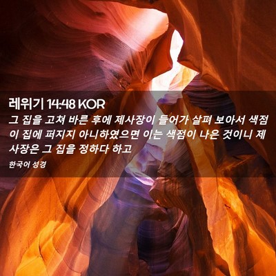 Picture 02 - 레위기 14:48 KOR - 그 집을 고쳐 바른 후에 제사장이 - Bible Verse Picture