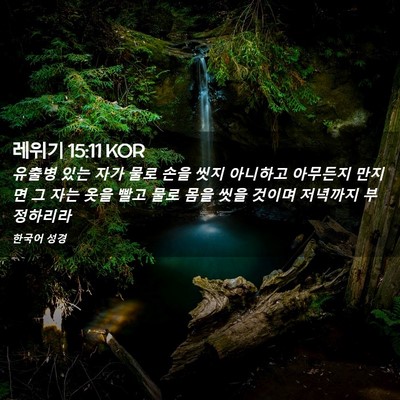 Picture 02 - 레위기 15:11 KOR - 유출병 있는 자가 물로 손을 씻지 - Bible Verse Picture