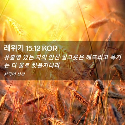 Picture 02 - 레위기 15:12 KOR - 유출병 있는 자의 만진 질그릇은 - Bible Verse Picture
