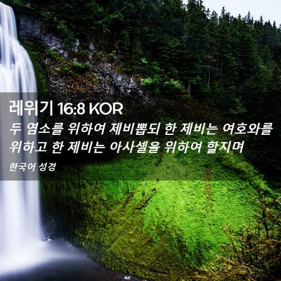 Picture 02 - 레위기 16:8 KOR - 두 염소를 위하여 제비뽑되 한 - Bible Verse Picture