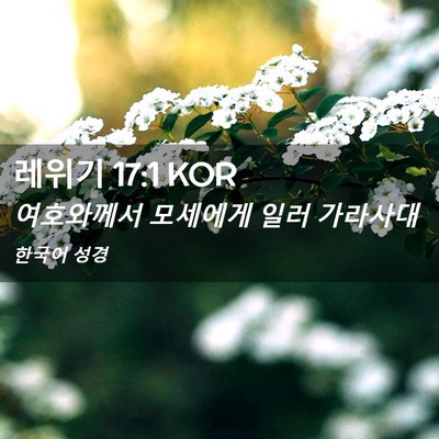 Picture 02 - 레위기 17:1 KOR - 여호와께서 모세에게 일러 - Bible Verse Picture