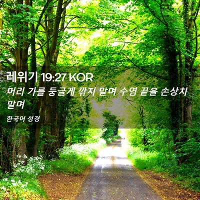 Picture 02 - 레위기 19:27 KOR - 머리 가를 둥글게 깎지 말며 수염 - Bible Verse Picture