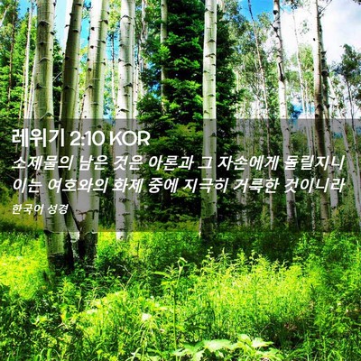 Picture 02 - 레위기 2:10 KOR - 소제물의 남은 것은 아론과 그 - Bible Verse Picture