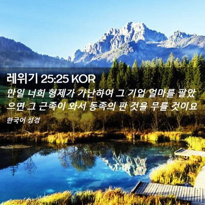 Picture 02 - 레위기 25:25 KOR - 만일 너희 형제가 가난하여 그 기업 - Bible Verse Picture
