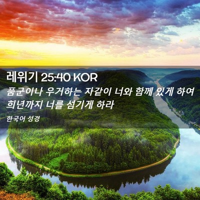 Picture 02 - 레위기 25:40 KOR - 품군이나 우거하는 자같이 너와 함께 - Bible Verse Picture