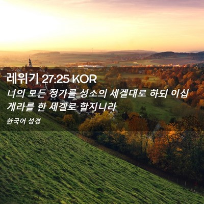 Picture 02 - 레위기 27:25 KOR - 너의 모든 정가를 성소의 세겔대로 - Bible Verse Picture