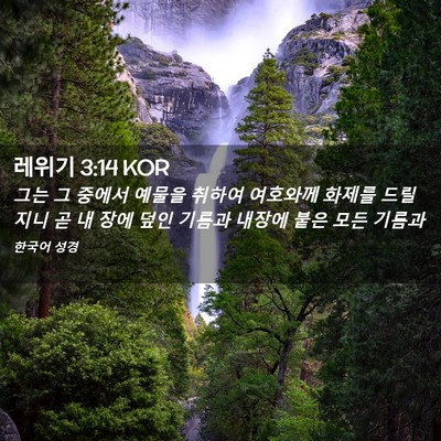 Picture 02 - 레위기 3:14 KOR - 그는 그 중에서 예물을 취하여 - Bible Verse Picture