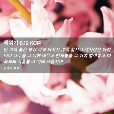 Picture 02 - 레위기 6:12 KOR - 단 위에 불은 항상 피워 꺼지지 않게 - Bible Verse Picture