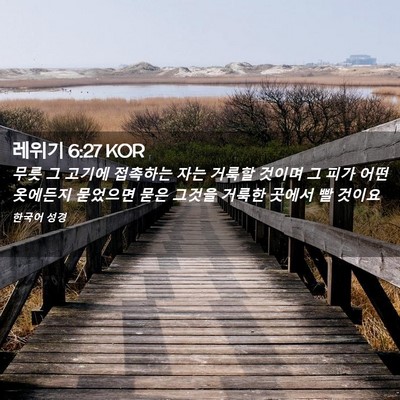 Picture 02 - 레위기 6:27 KOR - 무릇 그 고기에 접촉하는 자는 - Bible Verse Picture