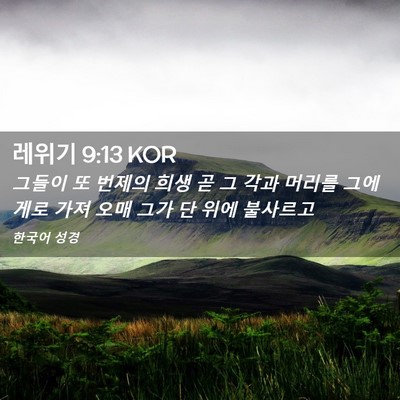 Picture 02 - 레위기 9:13 KOR - 그들이 또 번제의 희생 곧 그 각과 - Bible Verse Picture