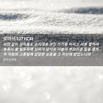 Picture 02 - 로마서 1:27 KOR - 이와 같이 남자들도 순리대로 여인 - Bible Verse Picture
