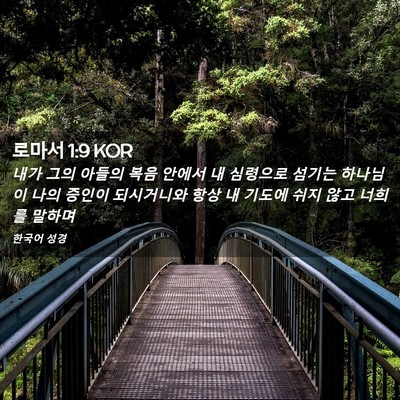 Picture 02 - 로마서 1:9 KOR - 내가 그의 아들의 복음 안에서 내 - Bible Verse Picture