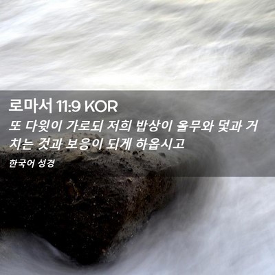 Picture 02 - 로마서 11:9 KOR - 또 다윗이 가로되 저희 밥상이 - Bible Verse Picture