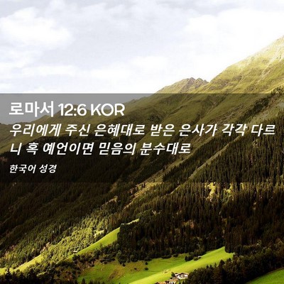 Picture 02 - 로마서 12:6 KOR - 우리에게 주신 은혜대로 받은 은사가 - Bible Verse Picture
