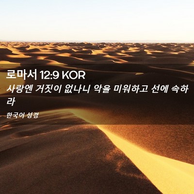 Picture 02 - 로마서 12:9 KOR - 사랑엔 거짓이 없나니 악을 미워하고 - Bible Verse Picture