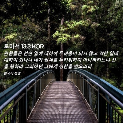 Picture 02 - 로마서 13:3 KOR - 관원들은 선한 일에 대하여 두려움이 - Bible Verse Picture