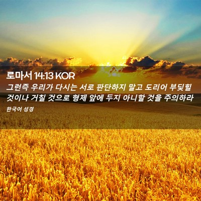 Picture 02 - 로마서 14:13 KOR - 그런즉 우리가 다시는 서로 판단하지 - Bible Verse Picture