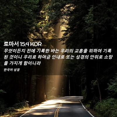 Picture 02 - 로마서 15:4 KOR - 무엇이든지 전에 기록한 바는 우리의 - Bible Verse Picture
