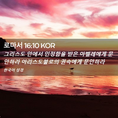Picture 02 - 로마서 16:10 KOR - 그리스도 안에서 인정함을 받은 - Bible Verse Picture
