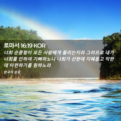 Picture 02 - 로마서 16:19 KOR - 너희 순종함이 모든 사람에게 - Bible Verse Picture