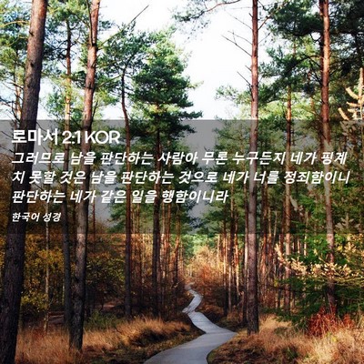Picture 02 - 로마서 2:1 KOR - 그러므로 남을 판단하는 사람아 무론 - Bible Verse Picture